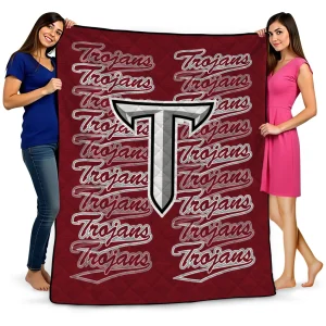 troy trojans bold red quilt blanket best selling