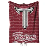 troy trojans brick grid red quilt blanket best selling