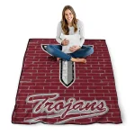 troy trojans brick grid red quilt blanket best selling