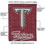 troy trojans brick grid red quilt blanket best selling
