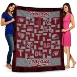 troy trojans helmet heart red quilt blanket best selling