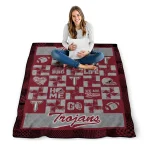 troy trojans helmet heart red quilt blanket best selling
