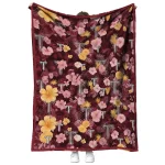 troy trojans hibiscus foliage red quilt blanket best selling