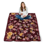 troy trojans hibiscus foliage red quilt blanket best selling