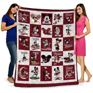 troy trojans mickey mouse motif red white quilt blanket best selling