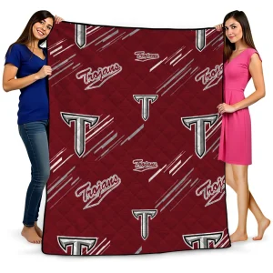 troy trojans sketch lines red quilt blanket best selling
