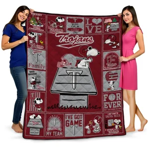 troy trojans snoopy love red quilt blanket best selling