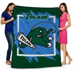 tulane green wave block border green quilt blanket best selling