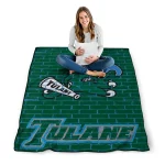 tulane green wave brick grid green quilt blanket best selling