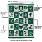 tulane green wave mickey mouse motif green white quilt blanket best selling