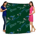 tulane green wave sketch lines green quilt blanket best selling