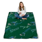 tulane green wave sketch lines green quilt blanket best selling