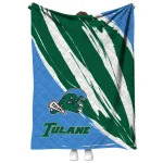 tulane green wave stroke art green white quilt blanket best selling