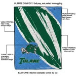 tulane green wave stroke art green white quilt blanket best selling