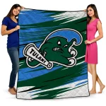 tulane green wave wild lines green white quilt blanket best selling