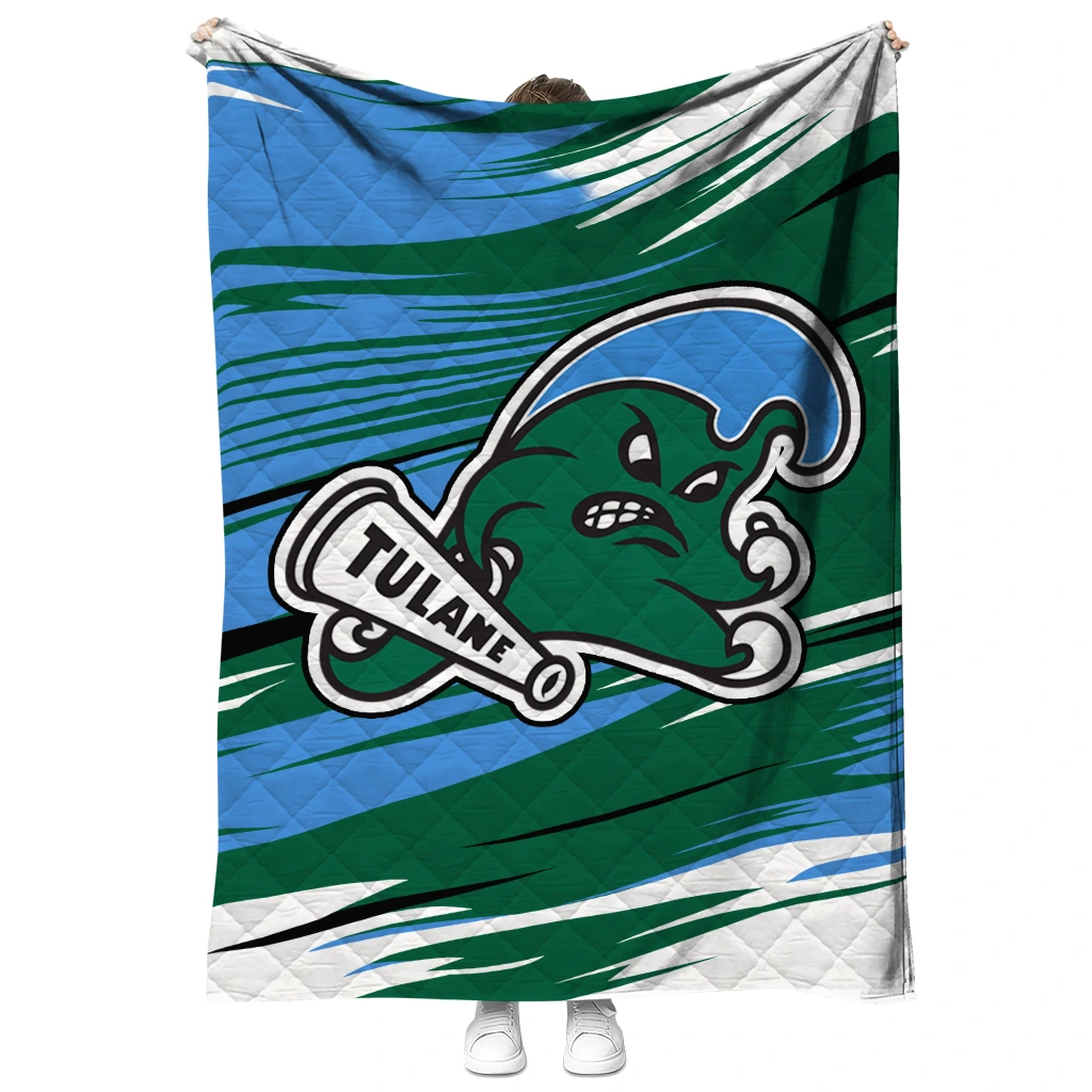 tulane green wave wild lines green white quilt blanket fashion forward