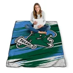 tulane green wave wild lines green white quilt blanket best selling
