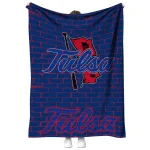 tulsa golden hurricane brick grid blue quilt blanket best selling