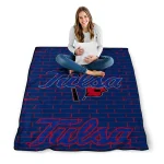 tulsa golden hurricane brick grid blue quilt blanket best selling