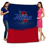 Tulsa Golden Hurricane Dot Illusion Blue Quilt Blanket 1 tulsa golden hurricane dot illusion blue quilt blanket best selling