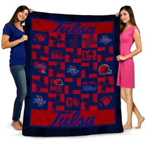 tulsa golden hurricane helmet heart blue quilt blanket best selling