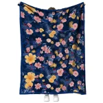 tulsa golden hurricane hibiscus foliage blue quilt blanket best selling