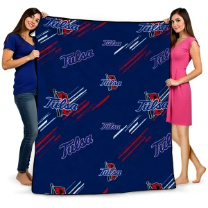 tulsa golden hurricane sketch lines blue quilt blanket best selling