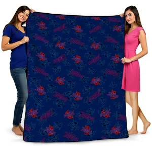 tulsa golden hurricane solid classic blue quilt blanket best selling
