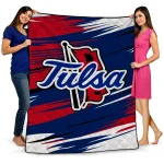 Tulsa Golden Hurricane Wild Lines Blue White Quilt Blanket 1 tulsa golden hurricane wild lines blue white quilt blanket best selling
