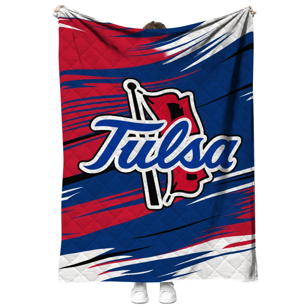 tulsa golden hurricane wild lines blue white quilt blanket fashion forward