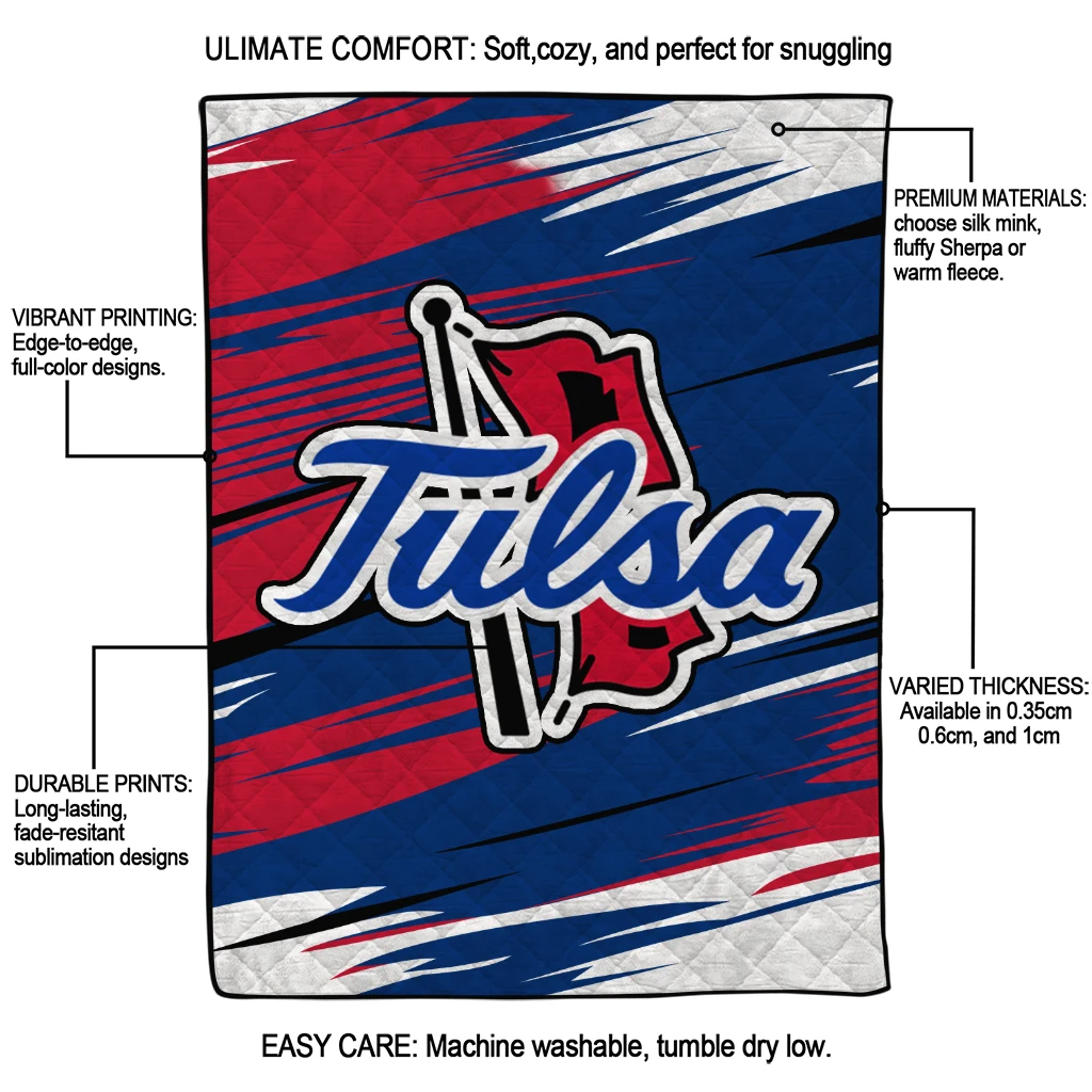 tulsa golden hurricane wild lines blue white quilt blanket latest model tulsa golden hurricane wild lines blue white quilt blanket latest model