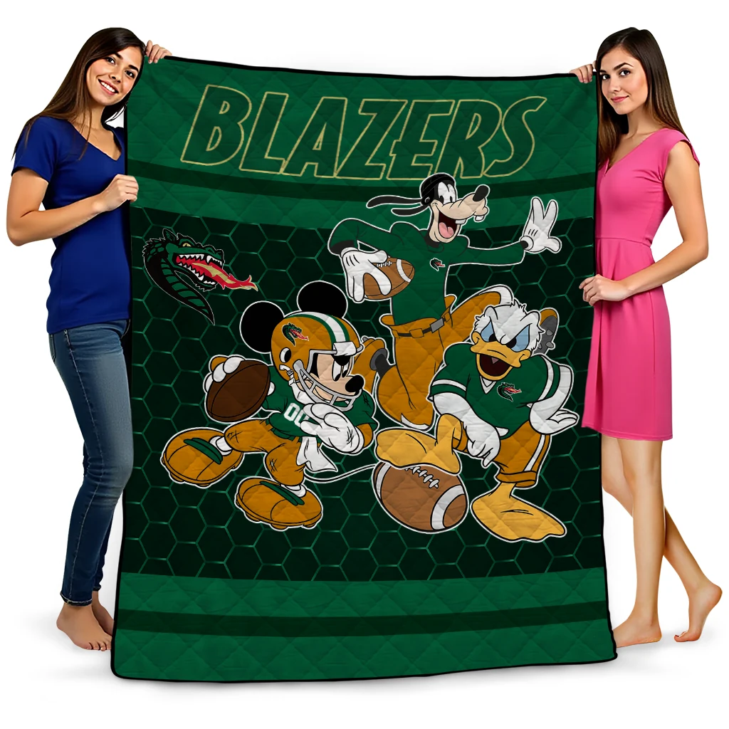 uab blazers disney football green quilt blanket best selling uab blazers disney football green quilt blanket best selling