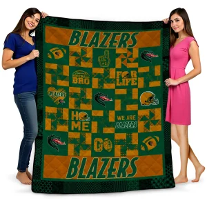 uab blazers helmet heart green quilt blanket best selling