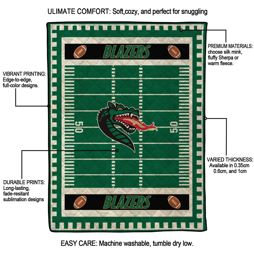 uab blazers mickey player green quilt blanket latest model uab blazers mickey player green quilt blanket latest model