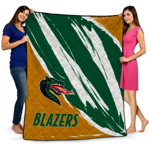 uab blazers stroke art green white quilt blanket best selling