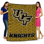ucf knights brick grid gold quilt blanket best selling