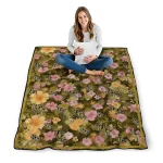 ucf knights hibiscus foliage gold quilt blanket best selling