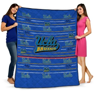 ucla bruins handdrawn stripes blue quilt blanket best selling