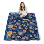 ucla bruins hibiscus foliage blue quilt blanket best selling