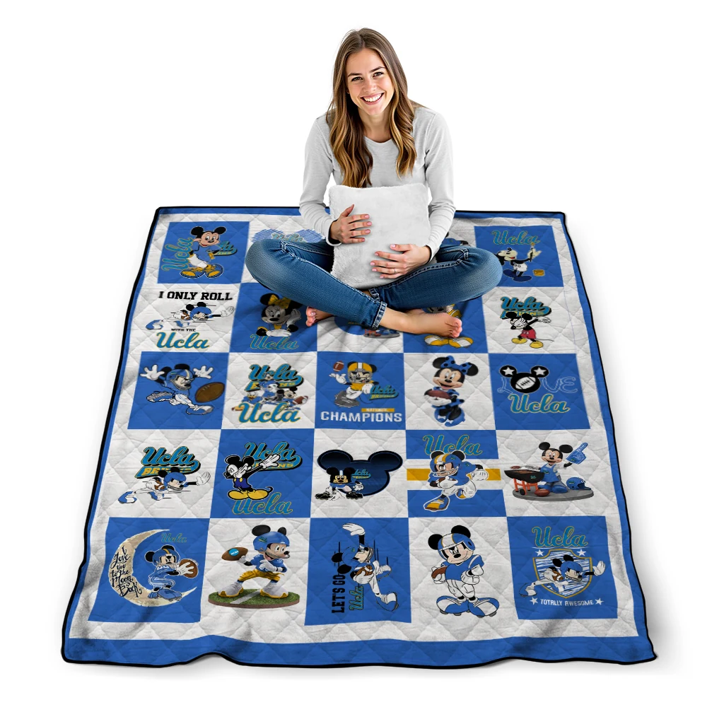 ucla bruins mickey mouse motif blue white quilt blanket high quality ucla bruins mickey mouse motif blue white quilt blanket high quality