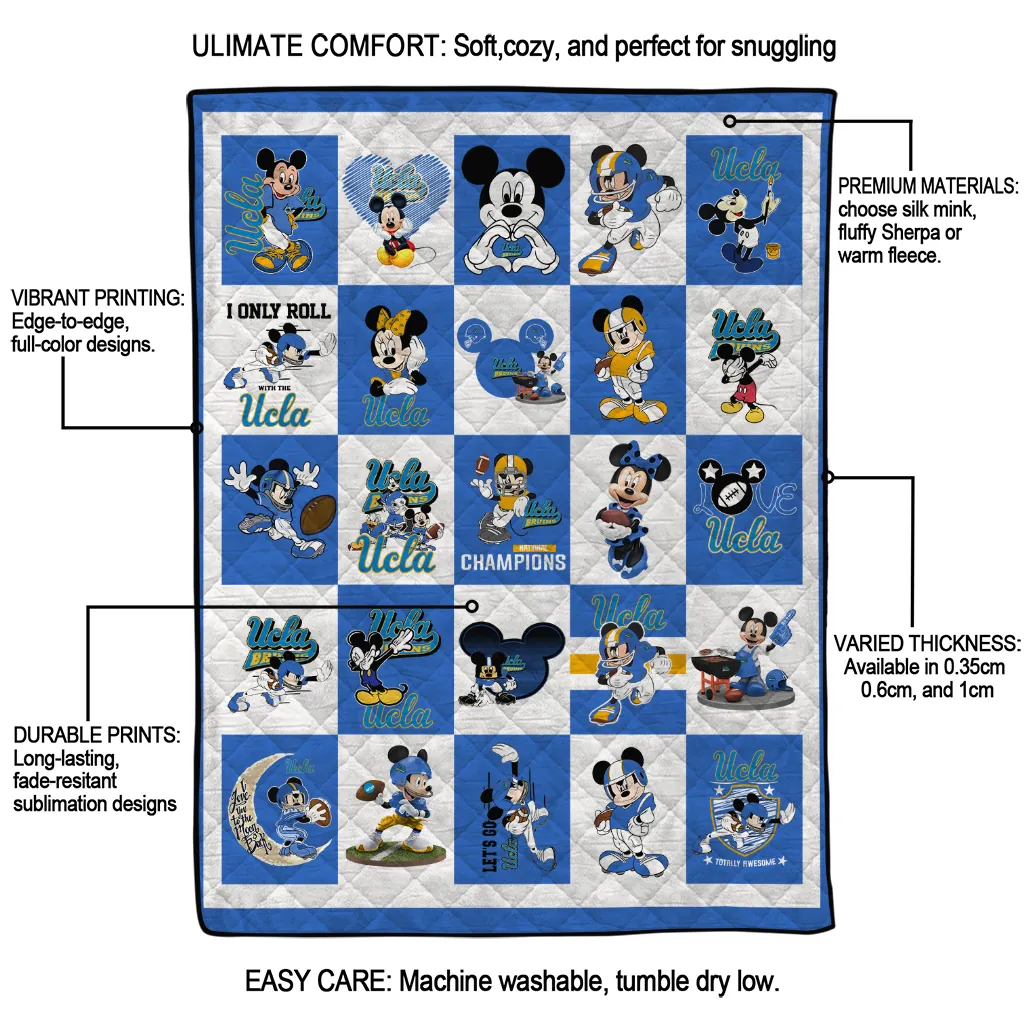 ucla bruins mickey mouse motif blue white quilt blanket latest model ucla bruins mickey mouse motif blue white quilt blanket latest model
