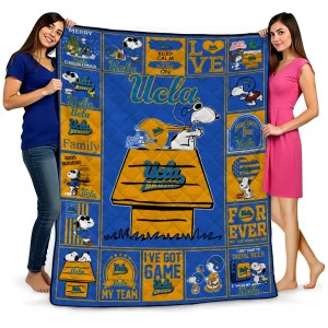 ucla bruins snoopy love blue quilt blanket best selling