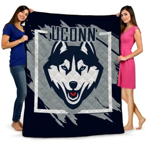 uconn huskies block border blue quilt blanket best selling