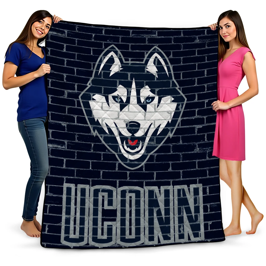 uconn huskies brick grid blue quilt blanket best selling uconn huskies brick grid blue quilt blanket best selling