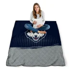 uconn huskies dot illusion blue quilt blanket best selling