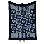 uconn huskies helmet heart blue quilt blanket best selling