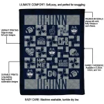 uconn huskies helmet heart blue quilt blanket best selling