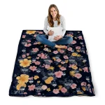 uconn huskies hibiscus foliage blue quilt blanket best selling