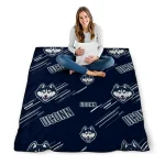 uconn huskies sketch lines blue quilt blanket best selling