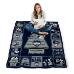 uconn huskies snoopy love blue quilt blanket best selling